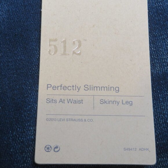 NEW Levis 512 Misses 10 / 30 Perfectly Slimming Skinny Blue Jeans NWT 10M - Picture 3 of 9